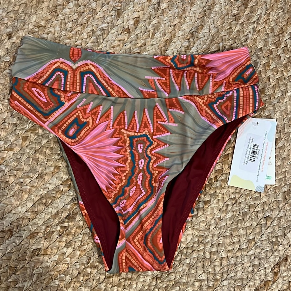 [wildislesswim] capri high tide cheeky bottoms, reversible ruby/cabana, sz 6/8